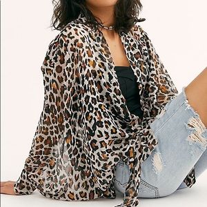Leopard Print Sheer Kimono Top